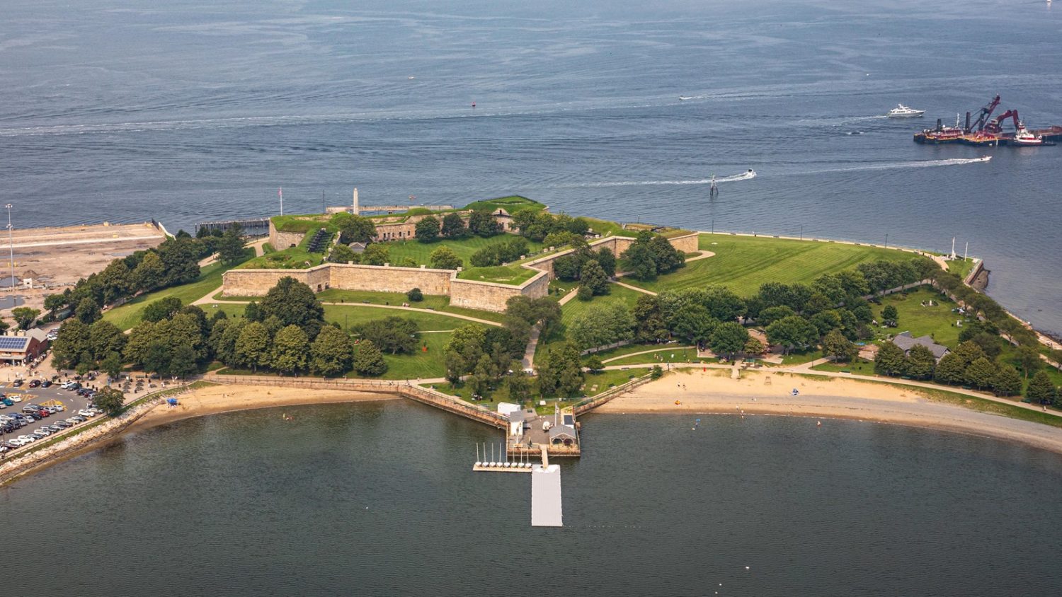 fort overview with harbor dredge