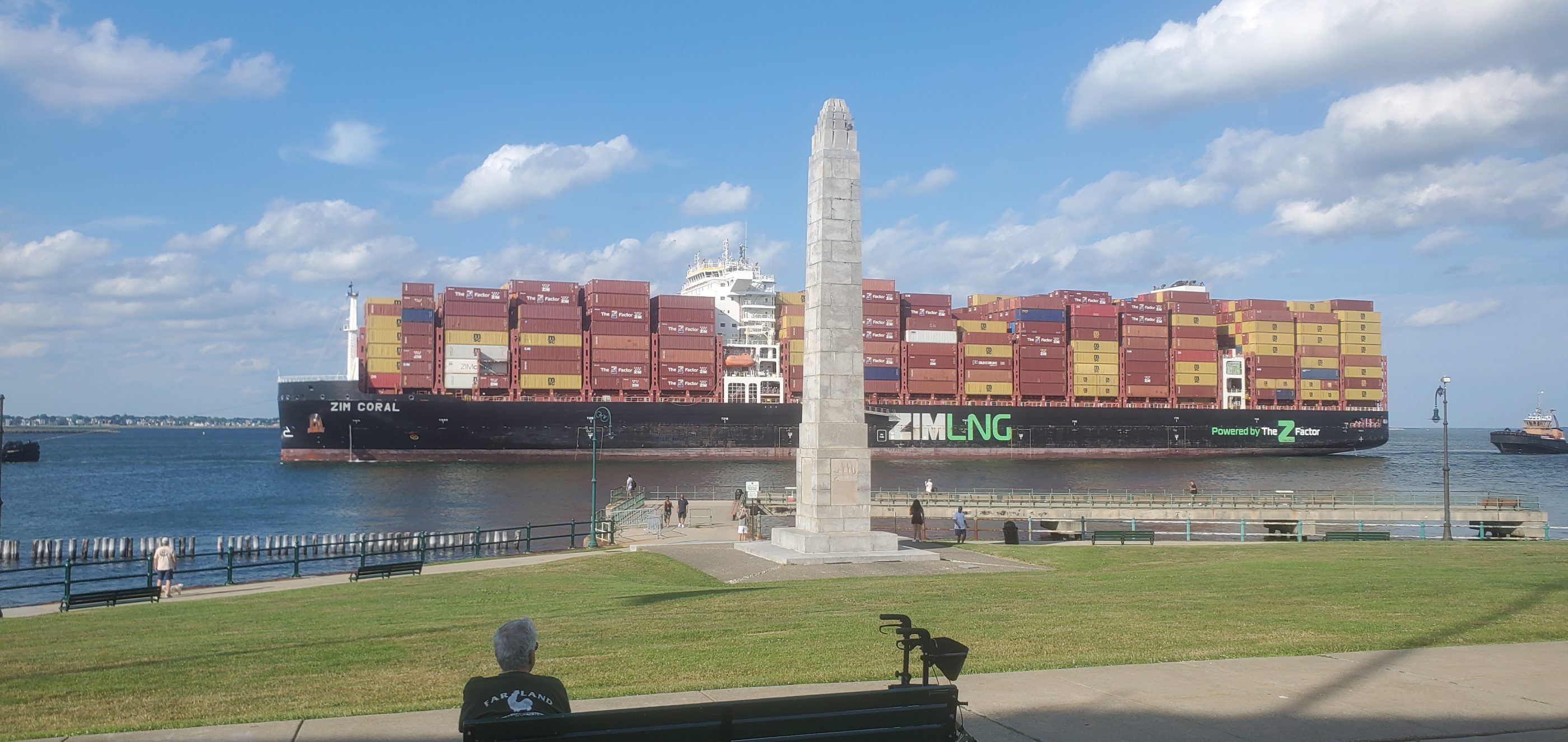 A Containership going past the walkway in 2025